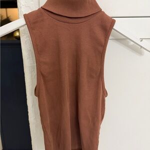 Zara Sleeveless Brown Ribbed Women's Top